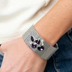 💥4/$10  Elegant Silver Bracelet with Purple Accents